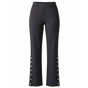 Equestrian Womens Snap Ankle Ribbed Leggings L Black breeches‎ Riding Pants